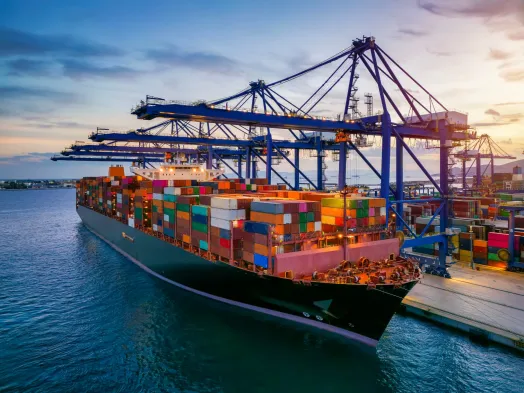 Cargo containers representing international trade